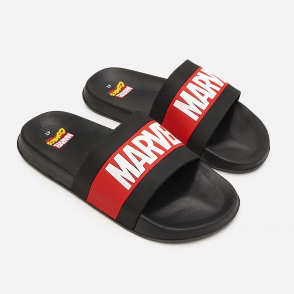Marvel Other - NWT Marvel Logo Men Slides
